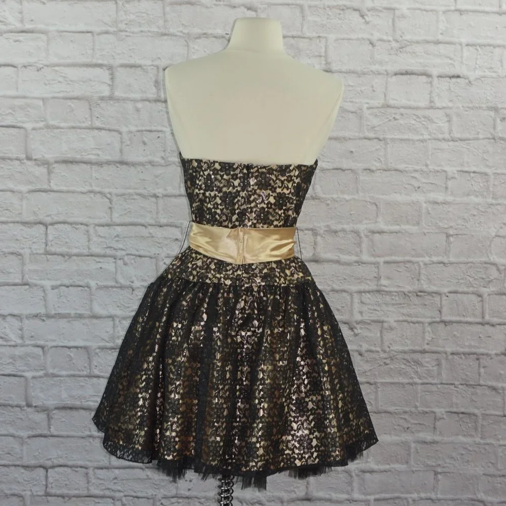 Vintage 90s Jessica McClintock Floral Lace Strapless Dress - Picture 2 of 8